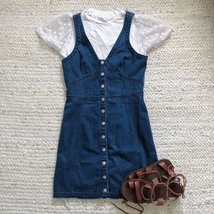 Express sz 4 button down jean dress raw hem